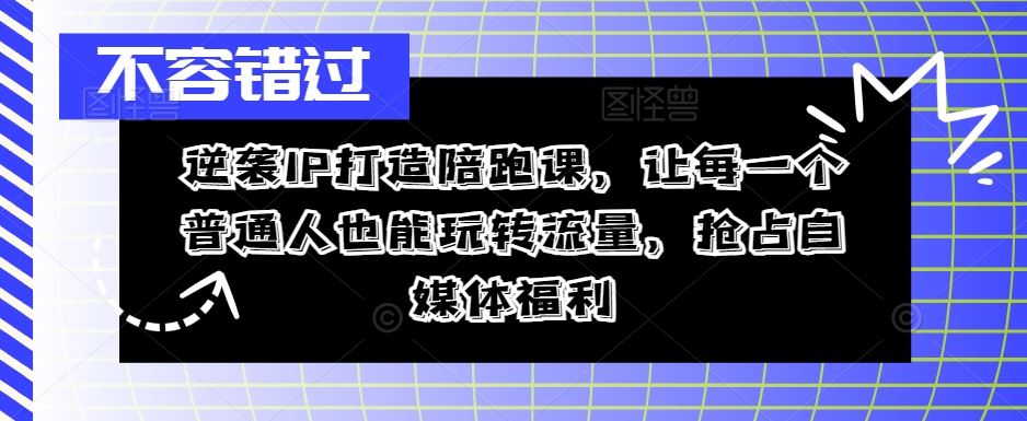 逆袭IP打造陪跑课，让每一个普通人也能玩转流量，抢占自媒体福利