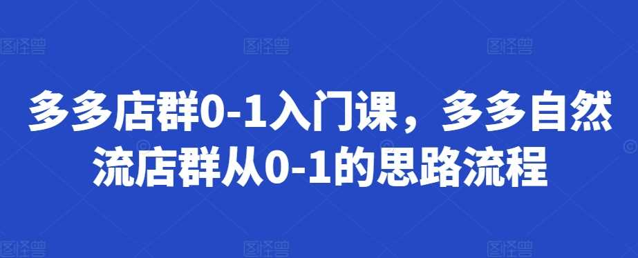 多多店群0-1入门课，多多自然流店群从0-1的思路流程